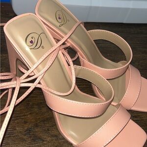 Chic Pink Strappy High Heels